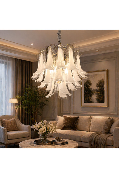 Alessandro DESIGN Candelabru Cristal MURANO Eleganza 4xE14, D50 cm, Alb, Inal...