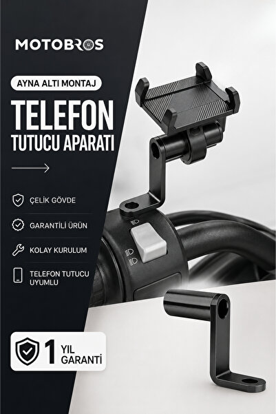 Motobros Motosiklet Ayna Altı Telefon Tutucu Bağlantı Aparatı Çelik Metal Mon...