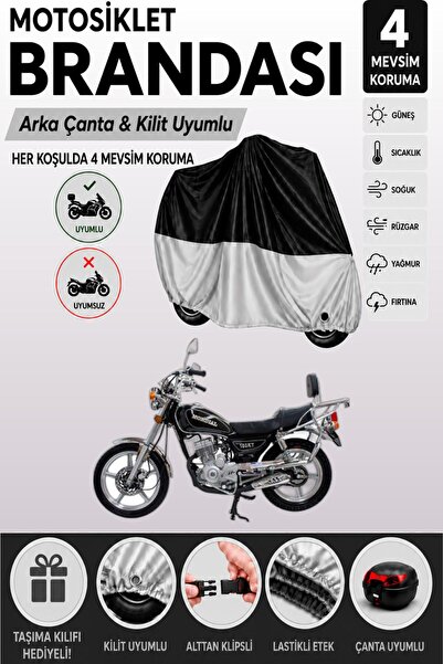 Cemku Double Black Top - Gray Bottom, Rear Bag Compatible Mondial 150 Kt Moto...
