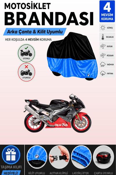 Cemku Double Black Top - Blue Bottom, Rear Bag Compatible Aprilia Rsv 1000 R ...