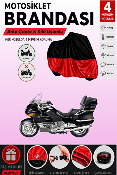 Cemku Double غطاء علوي أسود - سفلي أحمر، غطاء خلفي متوافق مع دراجة BMW K 1200...