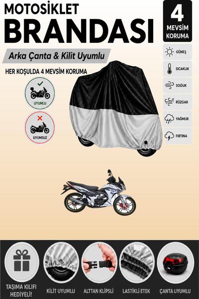 Cemku Double Black Top - Gray Bottom, Rear Bag Compatible Yuki Yıldız 100 Mot...