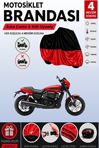 Cemku Double Black Top - Red Bottom, Rear Bag Compatible Harley-Davidson Stre...
