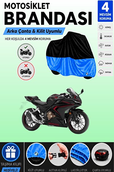 Cemku Double Black Top - Blue Bottom, Rear Bag Compatible Honda Cbr 500R Moto...