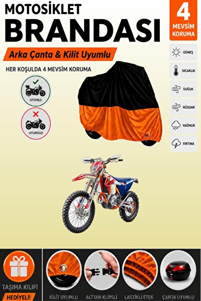 Cemku Double Black Top - Orange Bottom, Rear Bag Compatible Ktm 250 Exc Six D...