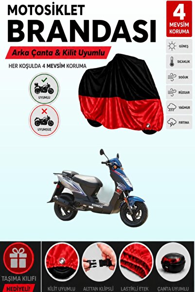Cemku Double Black Top - Red Bottom, Rear Bag Compatible Kymco Agility 50 Mot...