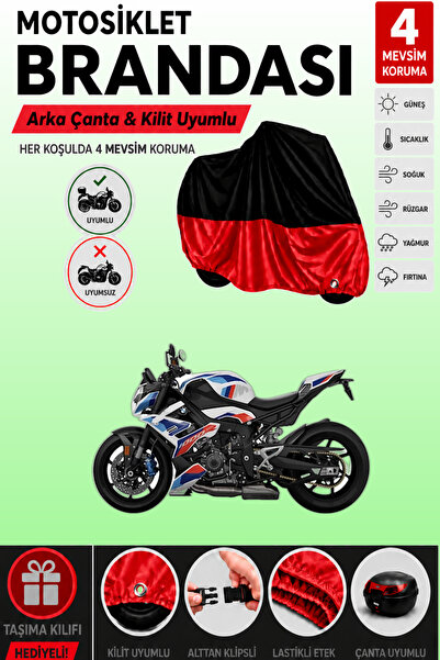 Cemku Double Black Top - Red Bottom, Rear Bag Compatible Bmw m 1000 R Motorcy...