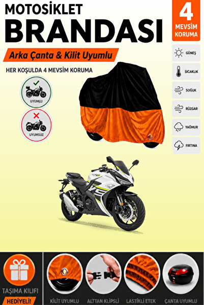 Cemku Double Black Top - Orange Bottom, Rear Bag Compatible Rks R250 Motorcyc...