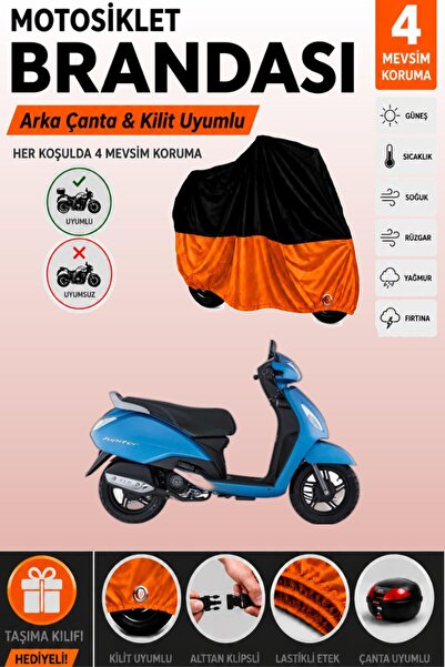 Cemku Double Black Top - Orange Bottom, Rear Bag Compatible Tvs Jupiter 125 M...