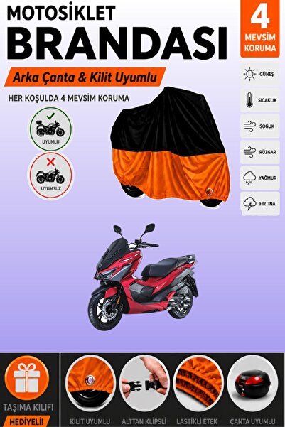 Cemku Double Black Top - Orange Bottom, Rear Bag Compatible Sym Jet X 125 Mot...