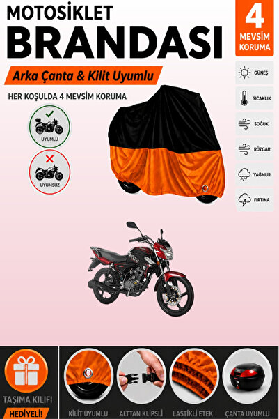 Cemku Double Black Top - Orange Bottom, Rear Bag Compatible Kuba Tk 03 Motorc...