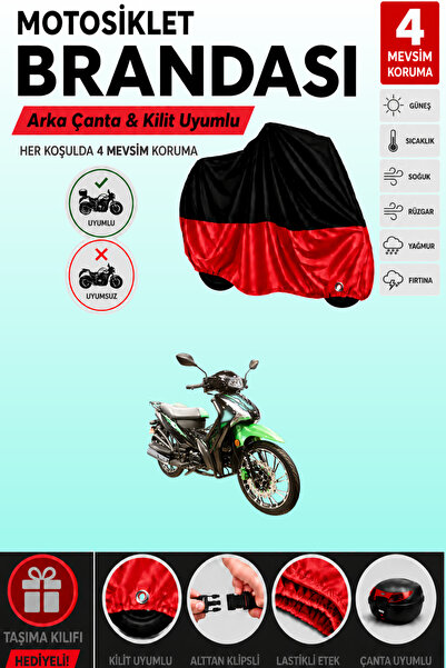 Cemku Double Black Top - Red Bottom, Rear Bag Compatible Arora Smart 100 Moto...