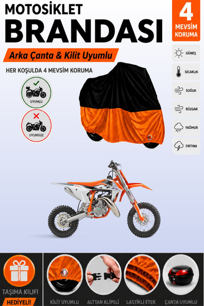 Cemku Double Black Top - Orange Bottom, Rear Bag Compatible Ktm 50 Sx Motorcy...