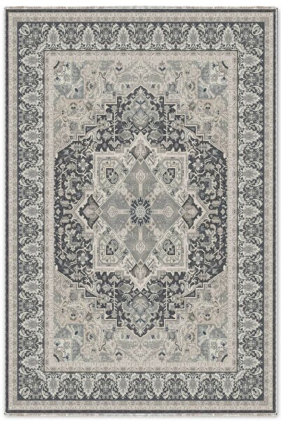 Pastel Home Füme Gri Krem Şönil Halı Kilim Yolluk Kaymaz Yıkanabilir Salon Mu...