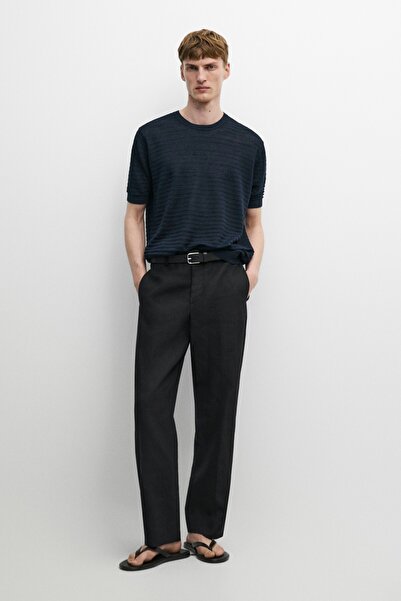 Massimo Dutti %100 keten kısa kollu triko kazak
