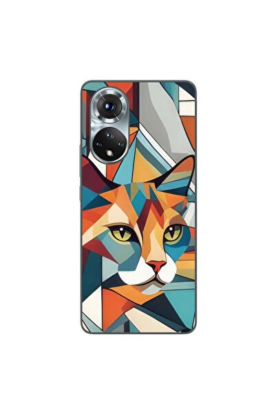 OEM Husa compatibila cu Honor 50 Silicon Gel Tpu Model Cubic Cat Art