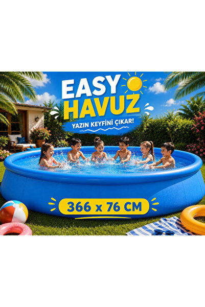 TOTTERİQ 366x76 Cm Easy Havuz Büyük Boy Şişme Aile Havuzu Yazlık Bahçe Havuzu