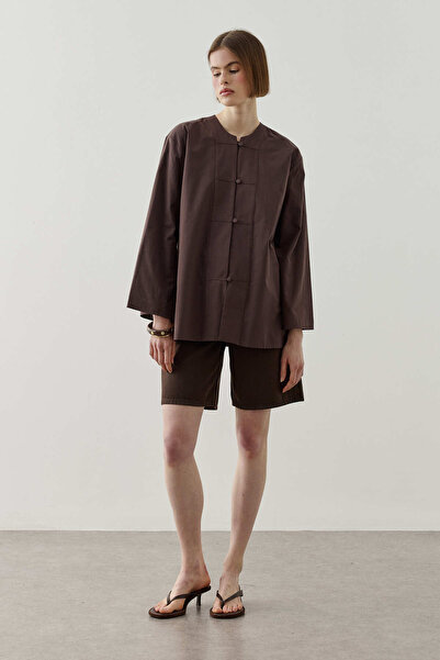 Fahhar Britli Cotton Shirt Brown