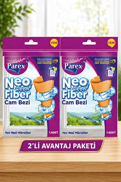 Parex Neo Fiber Cam Bezi 2’li Avantaj Paketi Mikrofiber Cam Temizlik Bezi İz ...