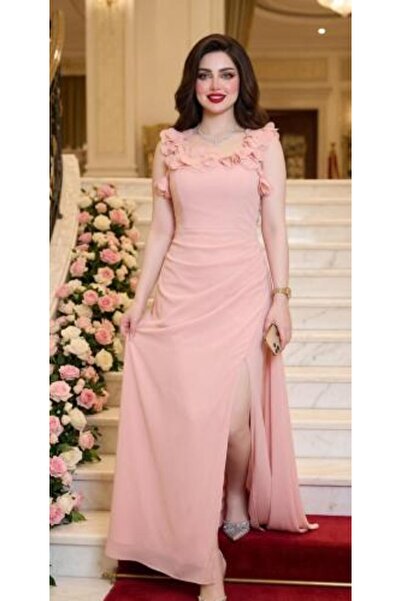 vela Soft Pink Dress with Floral Details