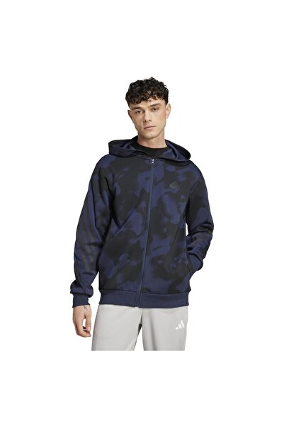 adidas Hanorac bărbătesc Future Icons cu 3 dungi, cu fermoar integral și impr...