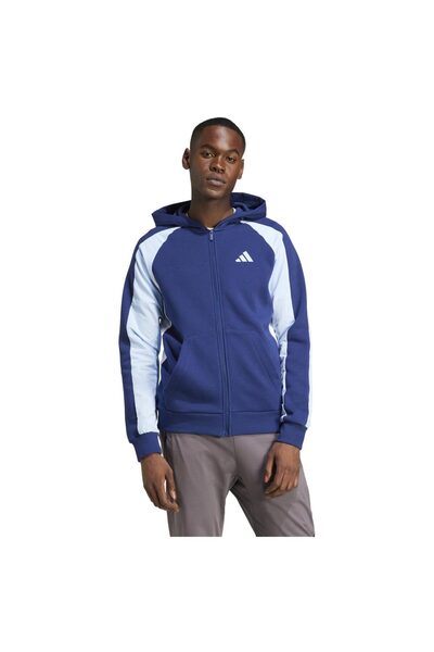 adidas Hanorac cu fermoar integral Colorblock pentru bărbați, Esențiale, M
