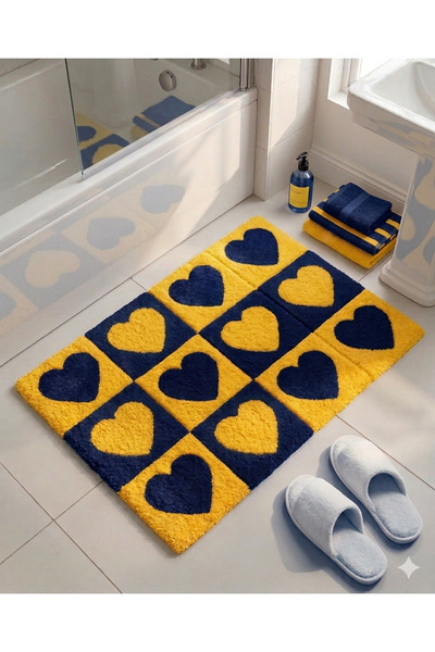 bxtasarım 40/60 cm Plush Heart-Shaped Bath Mat