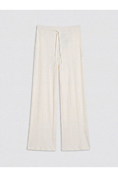 LC Waikiki Ecru Wide-Leg Ribbed Women's Pajama Bottoms from Güli̇s Store