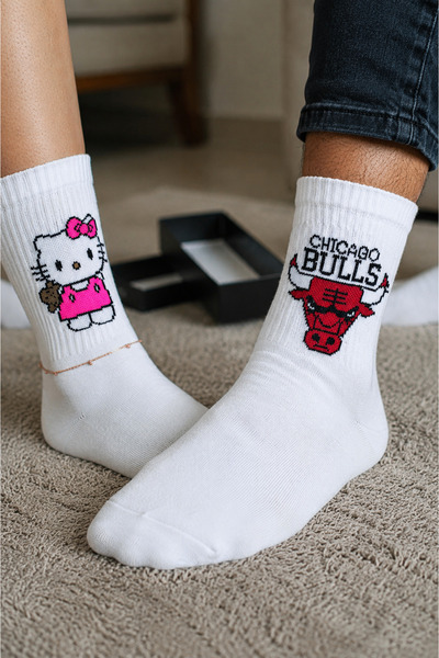 Lupsha Hello kitty Chicago Bulls Çift Çorabı 2 Çift