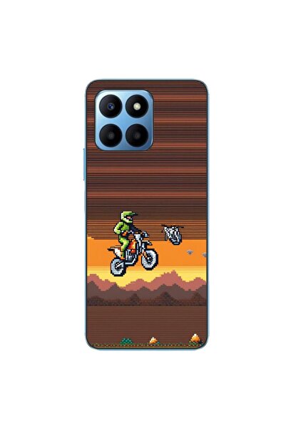 OEM Θήκη συμβατή με Honor X6 από σιλικόνη gel TPU με σχέδιο Pixel Art Motorcross