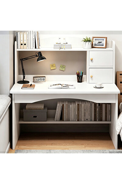 GGEROU Home office desk with storage shelves and 2 drawers; modern gaming com...