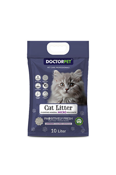 Doctor Pet فضلات قطط متكتلة برائحة اللافندر 10 لتر - 100% بنتونيت ميكروي متكت...