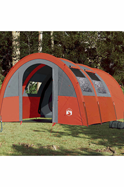 vidaxl Cort de camping tunel 4 persoane, gri/portocaliu, impermeabil