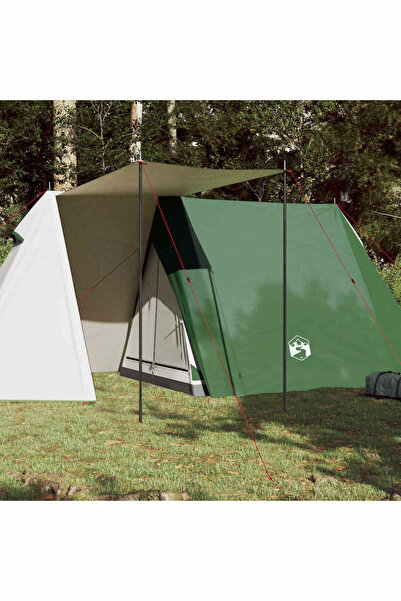 vidaxl Cort de camping pentru 3 persoane, verde, impermeabil