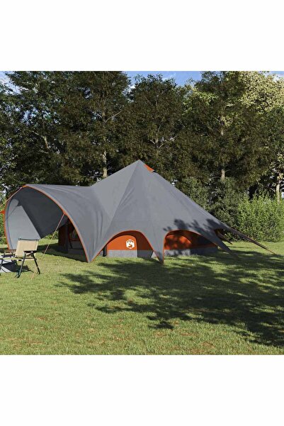 vidaxl Cort Teepee pentru 9 persoane cu acoperis Gri si Portocalie
