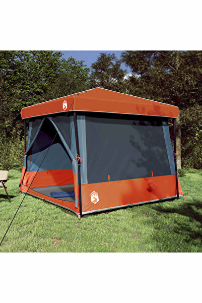 vidaxl Set Cort pentru Camping cu acoperis 2 pcs Gri si Portocalie