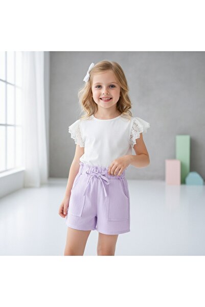 OEM Girls' shorts, made of linen, casual style, B013