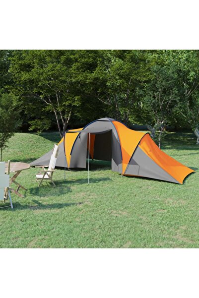 vidaxl Cort camping, 6 persoane, gri si portocaliu