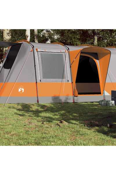vidaxl Cort de camping tunel 4 persoane, gri/portocaliu, impermeabil