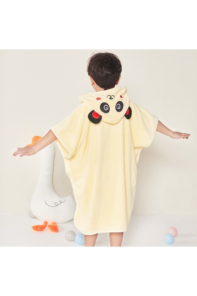 REEFI Kids Hooded Cape Towel with Cartoon Design – Yellow – Stitched Both Sid...