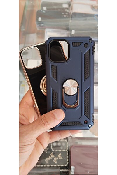 Vision iPhone 11 Pro Yüzüklü Kılıf 1-Adet Siyah Tank Kılıf 1-Adet Lazer Gümüş...