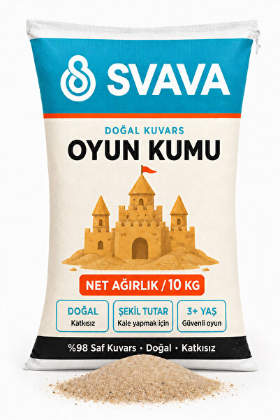 Svava Doğal Kuvars Oyun Kumu 10 kg – Kum Havuzu Kumu, Çocuk Kum Oyuncak, Duyu...