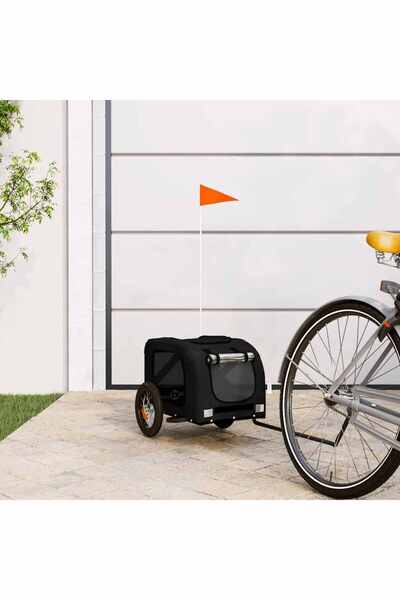 vidaxl Remorcă bicicletă animale companie, negru, textil oxford/fier
