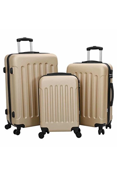 vidaxl Valiză cu blocare 3 pcs Șampanie 50 x 31 x 78 cm Plastic ABS
