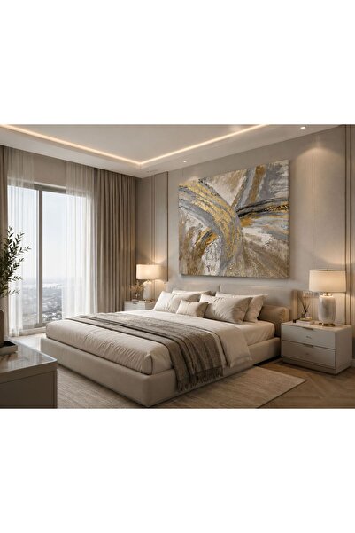 Mgi Design Tablou de lux pe pânză pătrată, cu textură, cu pensulă abstractă |...