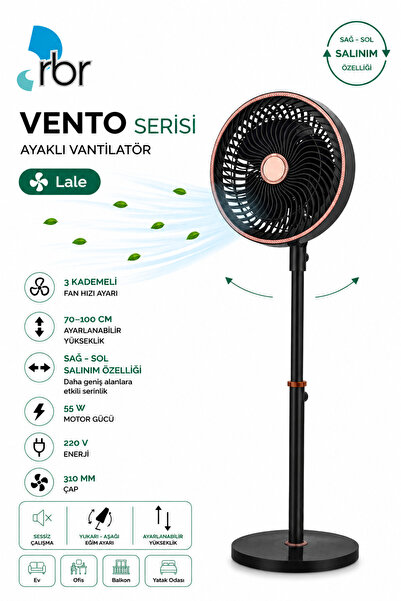 RBR Vento Ayaklı Vantilatör 55W 3 Kademeli Sessiz Fan | RBRVENTO