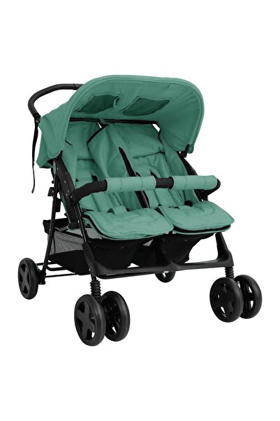 vidaxl Twin stroller, green, steel