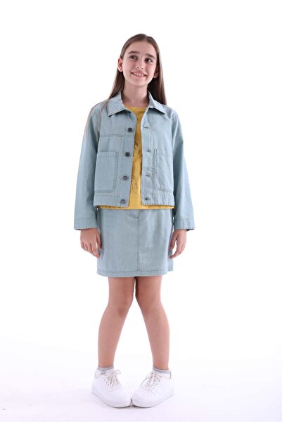 Ozmoz By Mukadder Özden 100% Cotton Light Blue Thin Denim Summer Girls Skirt
