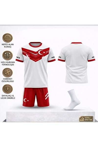 sonvadi Türkiye Çocuk Futbol Forması Takımı Özel Tasarım 3 Lü Set Forma+ Shor...