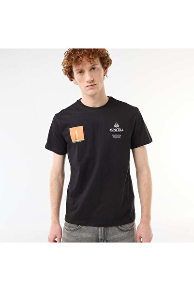 KIABI Printed Cotton Crew Neck T-Shirt WHITE